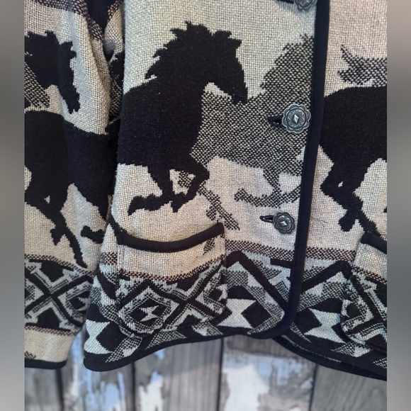 Horse Cardigan KOKOPELLI New Mexico Collection Size Large Southwestern Pattern - Picture 5 of 9
